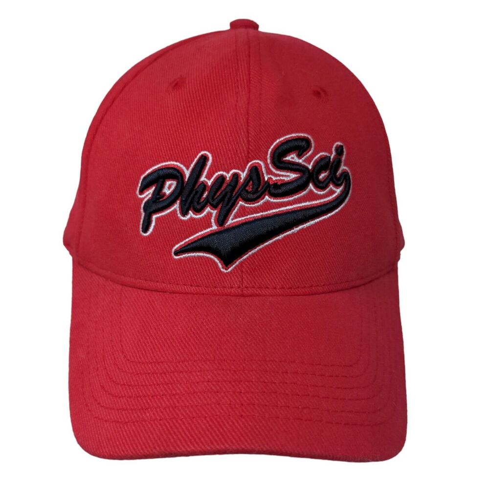 Phys Sci Men's Fitted Hat Red Size OSFA Embroidered Logo Cotton Blend